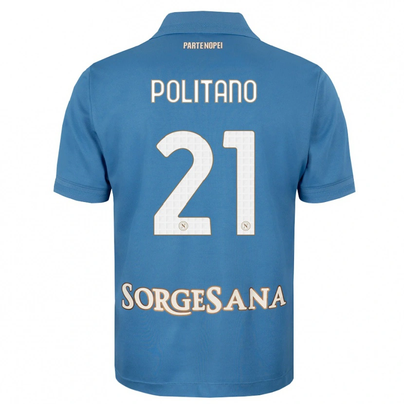 Danxen Criança Camisola Matteo Politano #21 Azul Bruma Branco Principal 2026/27 Camisa