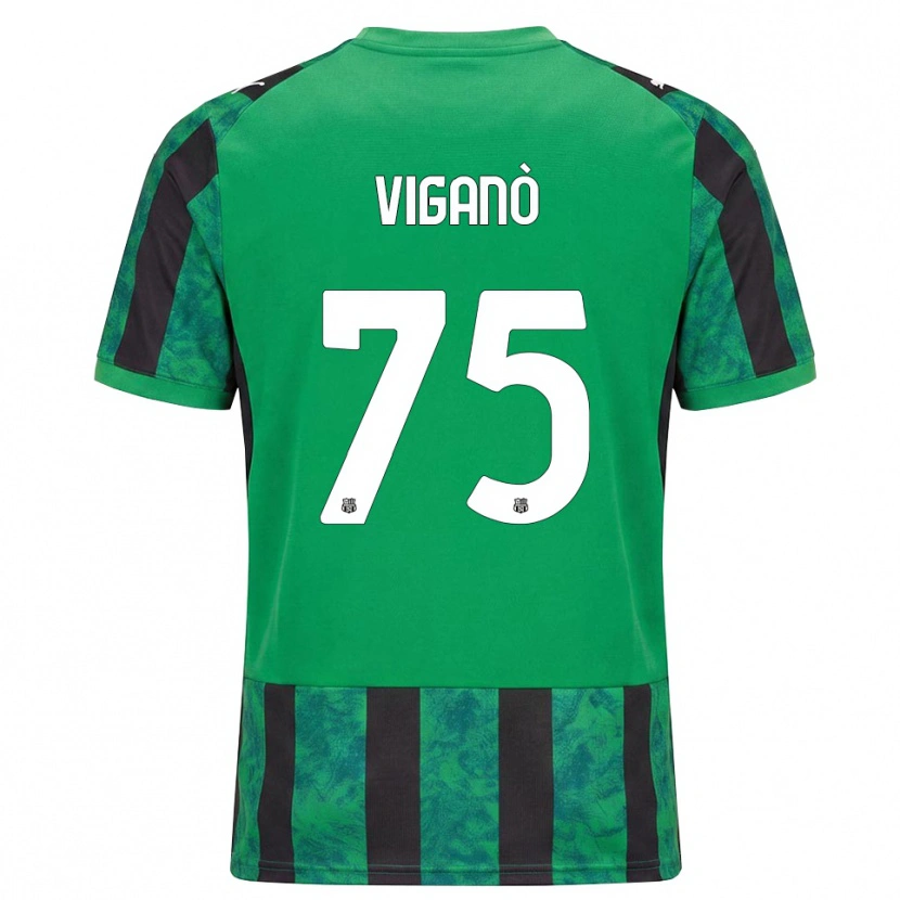 Danxen Criança Camisola Lorenzo Viganò #75 Verde Preto Branco Principal 2026/27 Camisa