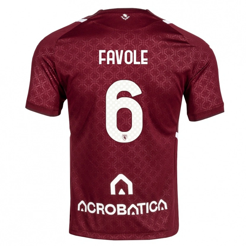 Danxen Criança Camisola Stefania Favole #6 Bordô Branco Principal 2026/27 Camisa