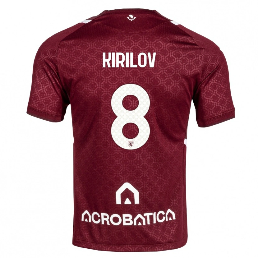 Danxen Criança Camisola Martin Kirilov #8 Bordô Branco Principal 2026/27 Camisa