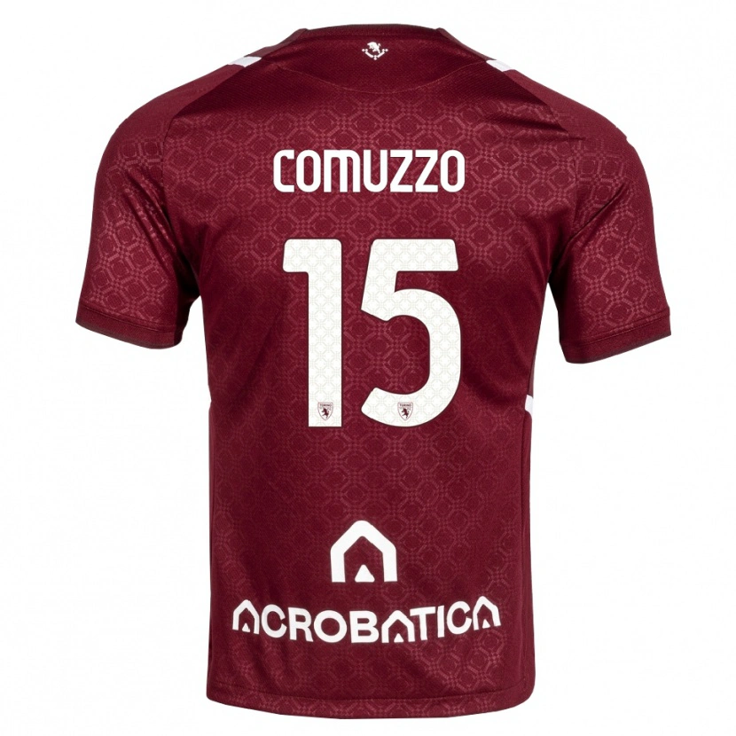 Danxen Criança Camisola Pietro Comuzzo #15 Bordô Branco Principal 2026/27 Camisa