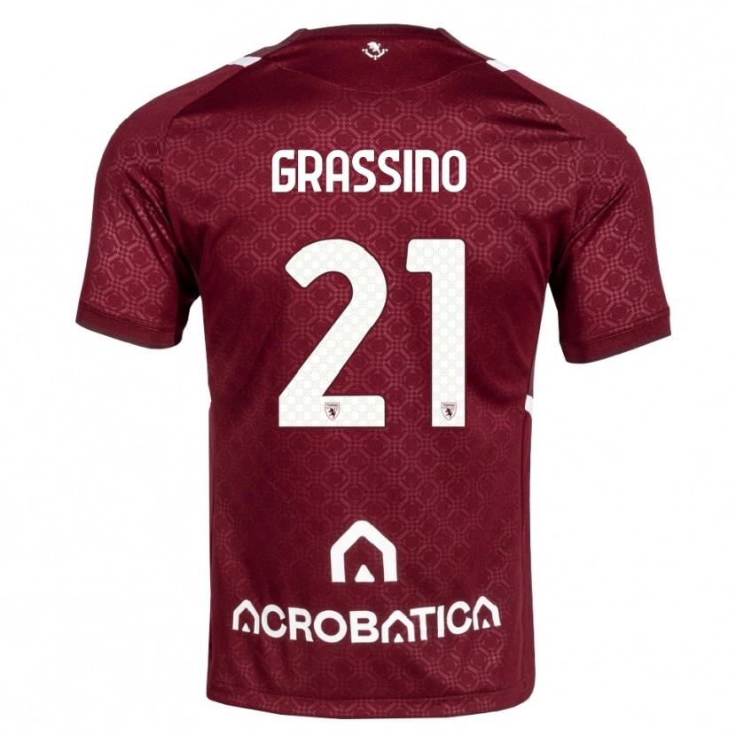 Danxen Criança Camisola Giulia Grassino #21 Bordô Branco Principal 2026/27 Camisa