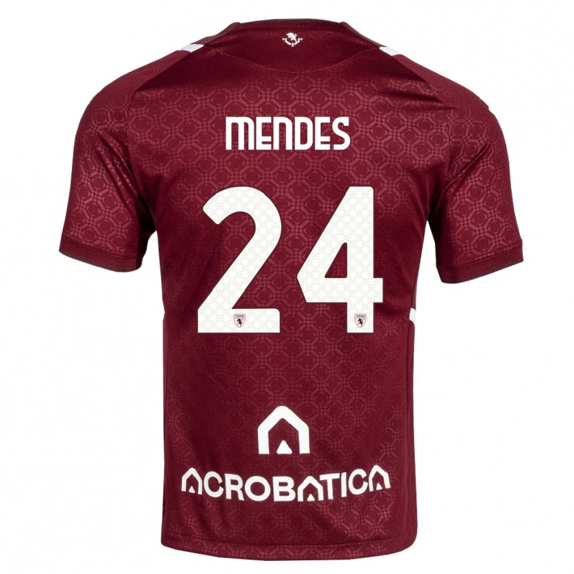 Danxen Criança Camisola Rodrigo Mendes #24 Bordô Branco Principal 2026/27 Camisa