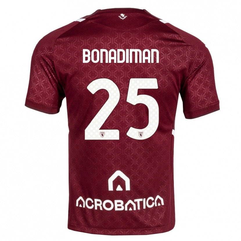 Danxen Criança Camisola Matteo Bonadiman #25 Bordô Branco Principal 2026/27 Camisa
