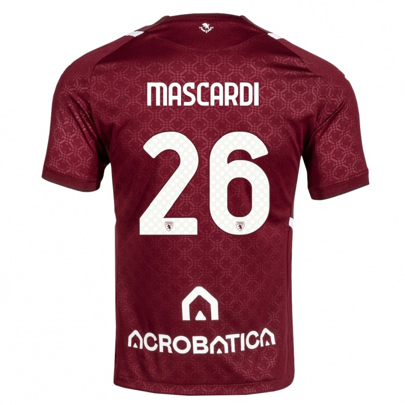 Danxen Criança Camisola Diego Mascardi #26 Bordô Branco Principal 2026/27 Camisa