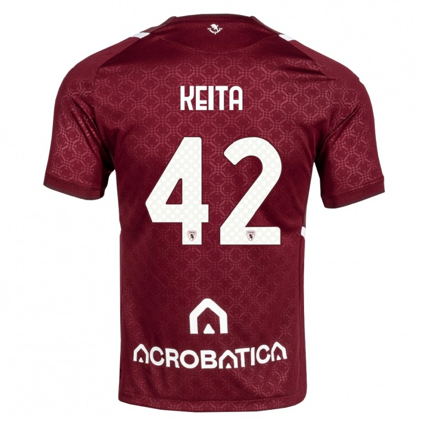 Danxen Criança Camisola Karamoko Keita #42 Bordô Branco Principal 2026/27 Camisa