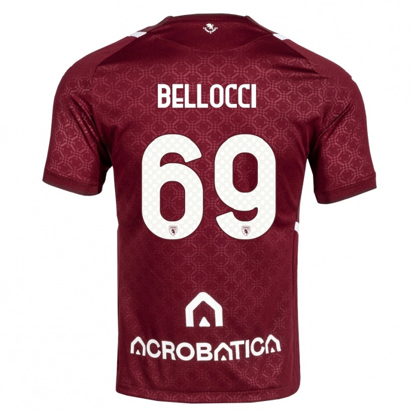 Danxen Criança Camisola Andrea Bellocci #69 Bordô Branco Principal 2026/27 Camisa
