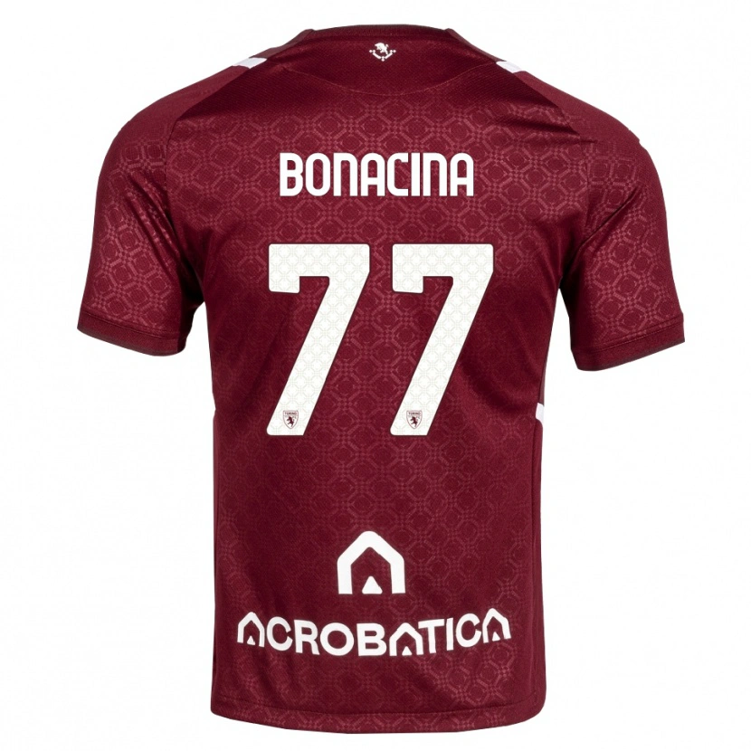 Danxen Criança Camisola David Bonacina #77 Bordô Branco Principal 2026/27 Camisa