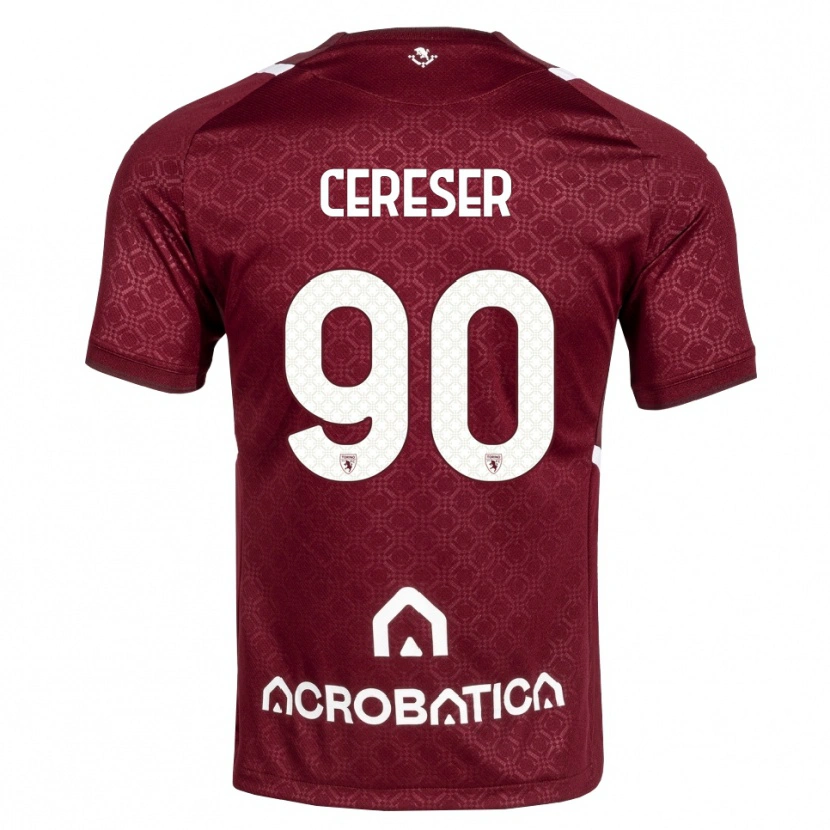 Danxen Criança Camisola Francesco Cereser #90 Bordô Branco Principal 2026/27 Camisa