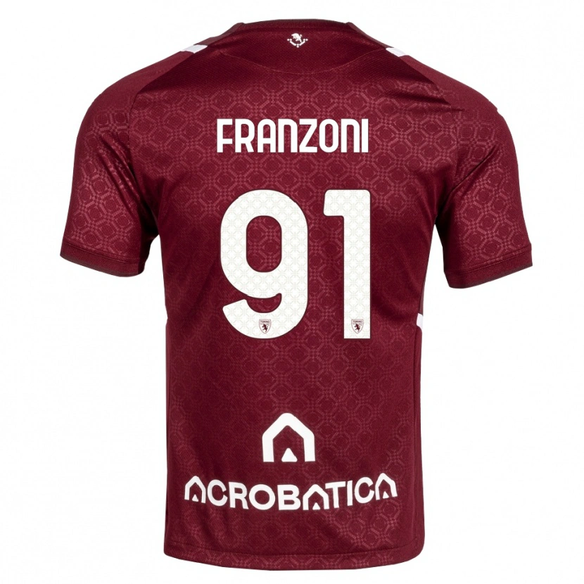 Danxen Criança Camisola Nicolò Franzoni #91 Bordô Branco Principal 2026/27 Camisa