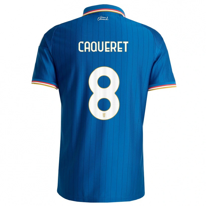 Danxen Criança Camisola Maxence Caqueret #8 Azul Branco Vermelho Principal 2026/27 Camisa