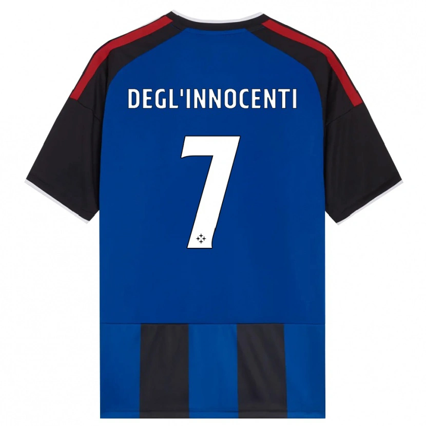 Danxen Criança Camisola Tommaso Degl'innocenti #7 Azul Preto Branco Vermelho Principal 2026/27 Camisa