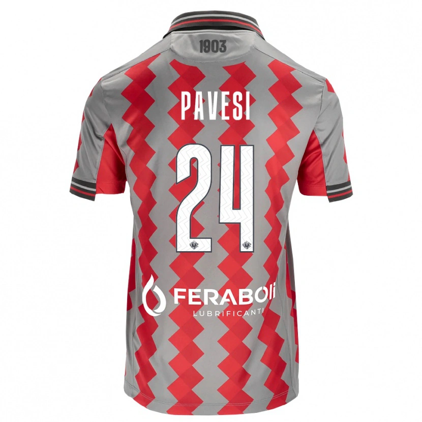Danxen Criança Camisola Davide Pavesi #24 Cinza Vermelho Branco Principal 2026/27 Camisa