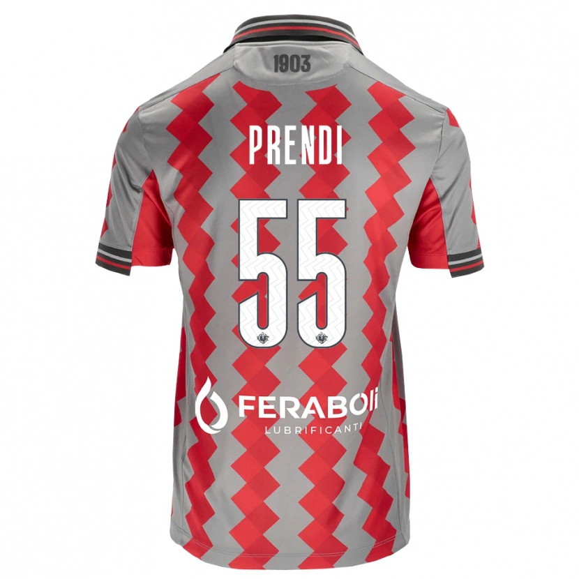 Danxen Criança Camisola Denis Prendi #55 Cinza Vermelho Branco Principal 2026/27 Camisa