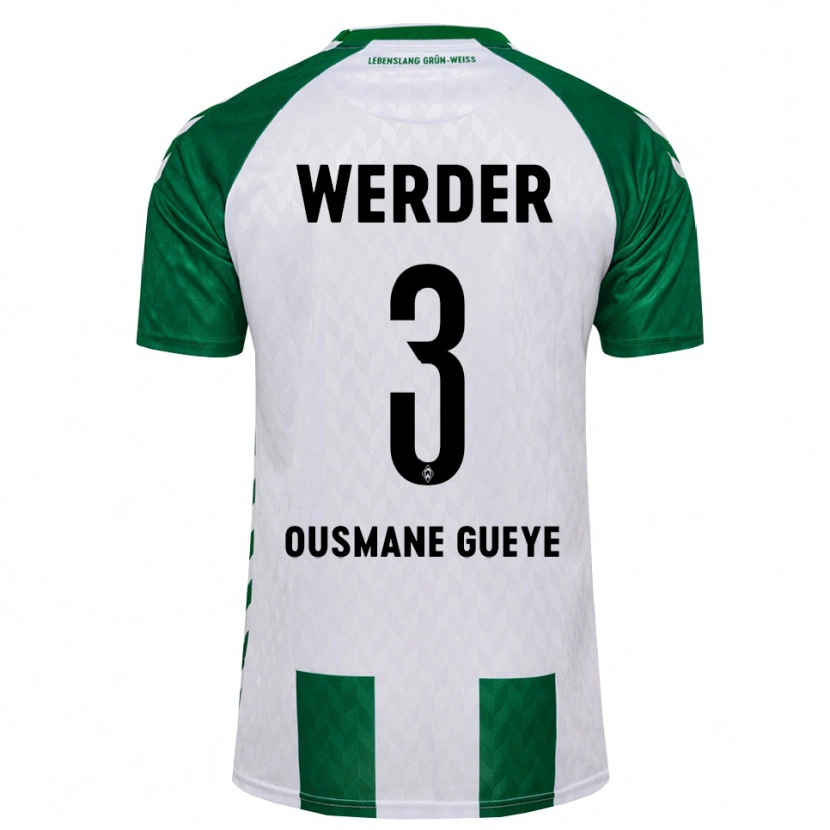 Danxen Criança Camisola Papa Ousmane Gueye #3 Verde Branco Principal 2026/27 Camisa