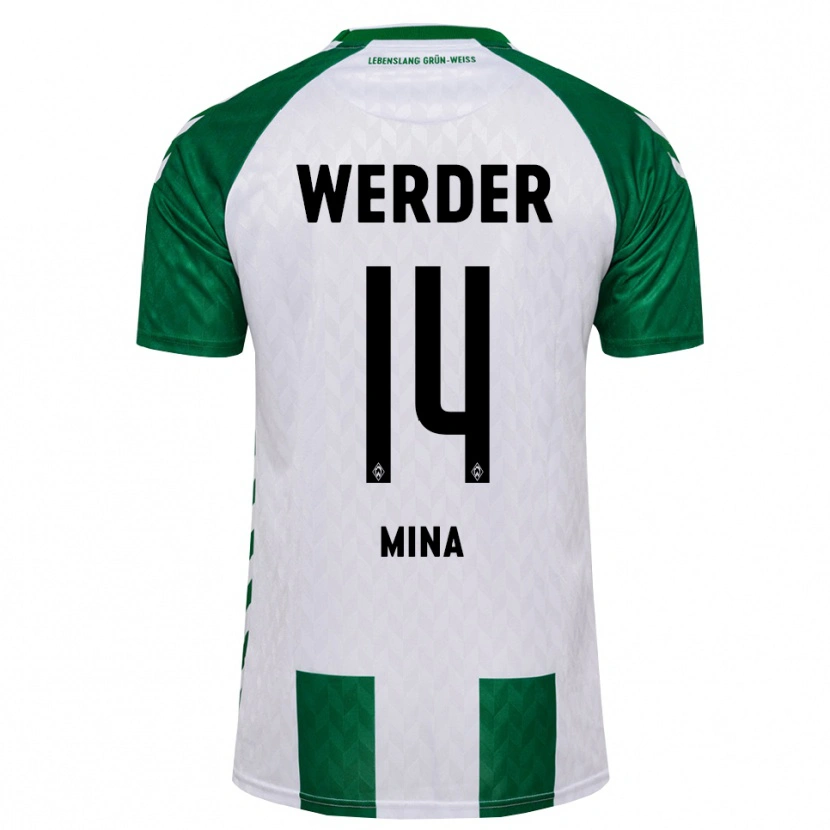 Danxen Criança Camisola Johan Mina #14 Verde Branco Principal 2026/27 Camisa