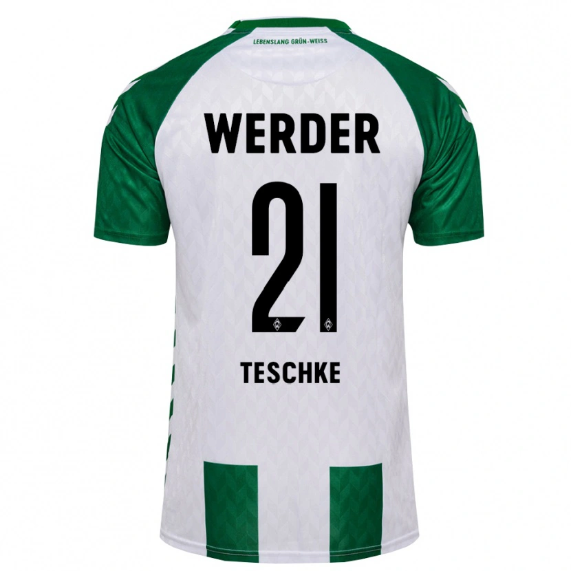 Danxen Criança Camisola Tim Teschke #21 Verde Branco Principal 2026/27 Camisa