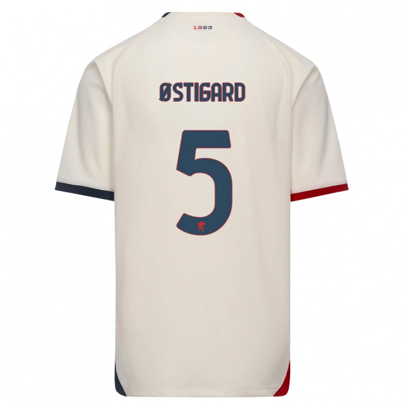 Danxen Criança Camisola Leo Østigård #5 Branco Off-Red Alternativa 2026/27 Camisa