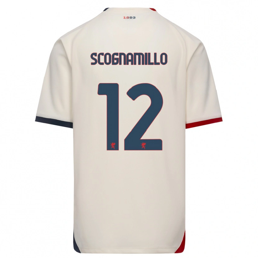 Danxen Criança Camisola Andrea Scognamillo #12 Branco Off-Red Alternativa 2026/27 Camisa