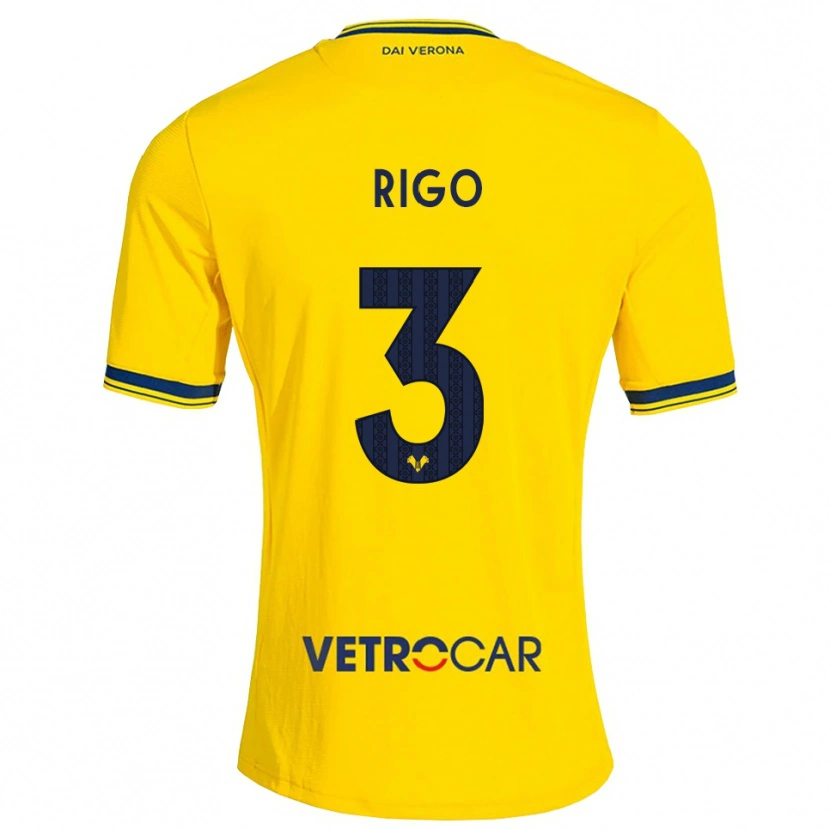 Danxen Criança Camisola Mattia Rigo #3 Amarelo Vermelho Alternativa 2026/27 Camisa