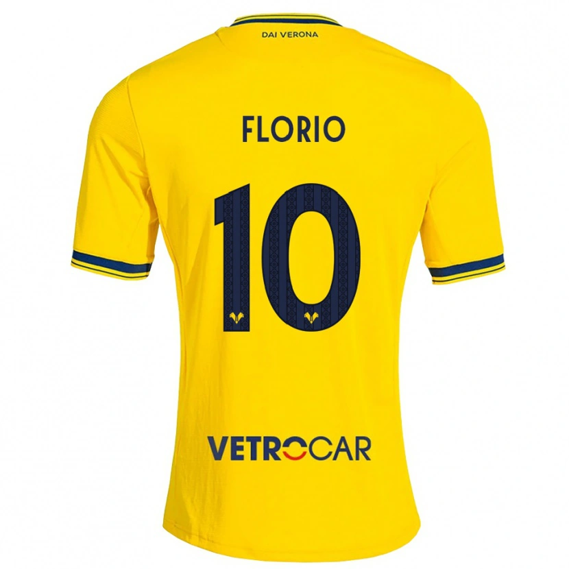 Danxen Criança Camisola Mattia Florio #10 Amarelo Vermelho Alternativa 2026/27 Camisa