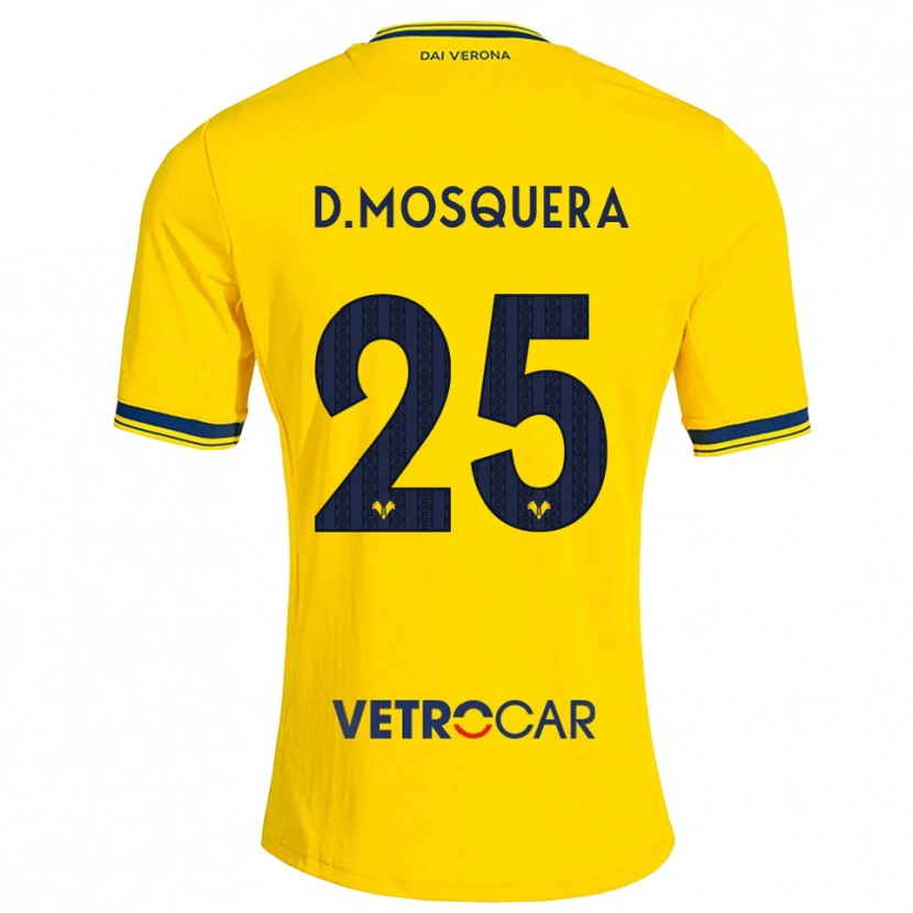 Danxen Criança Camisola Daniel Mosquera #25 Amarelo Vermelho Alternativa 2026/27 Camisa