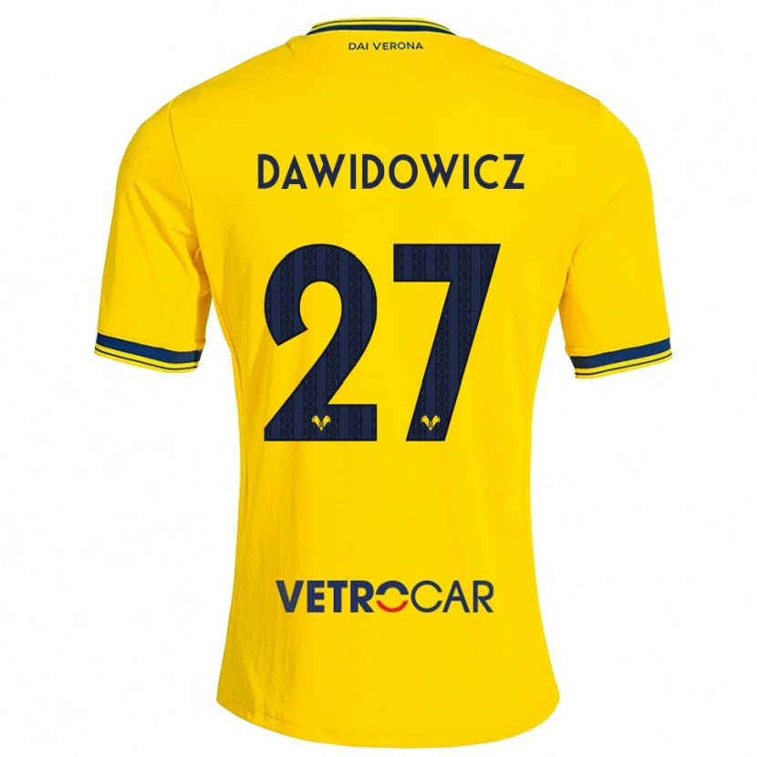 Danxen Criança Camisola Pawel Dawidowicz #27 Amarelo Vermelho Alternativa 2026/27 Camisa