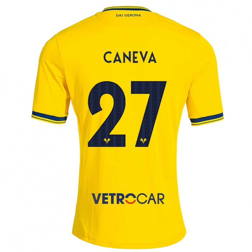Danxen Criança Camisola Elia Caneva #27 Amarelo Vermelho Alternativa 2026/27 Camisa
