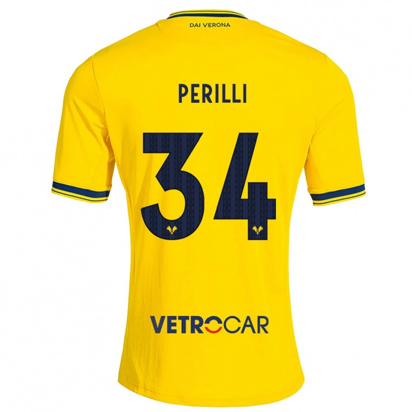 Danxen Criança Camisola Simone Perilli #34 Amarelo Vermelho Alternativa 2026/27 Camisa