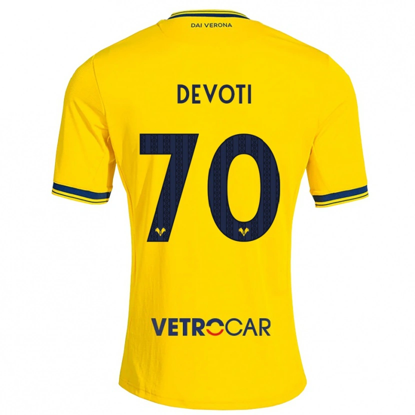 Danxen Criança Camisola Andrea Devoti #70 Amarelo Vermelho Alternativa 2026/27 Camisa