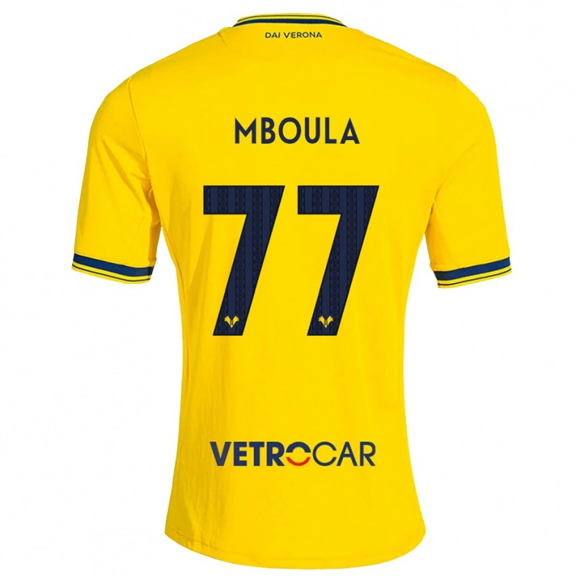 Danxen Criança Camisola Jordi Mboula #77 Amarelo Vermelho Alternativa 2026/27 Camisa