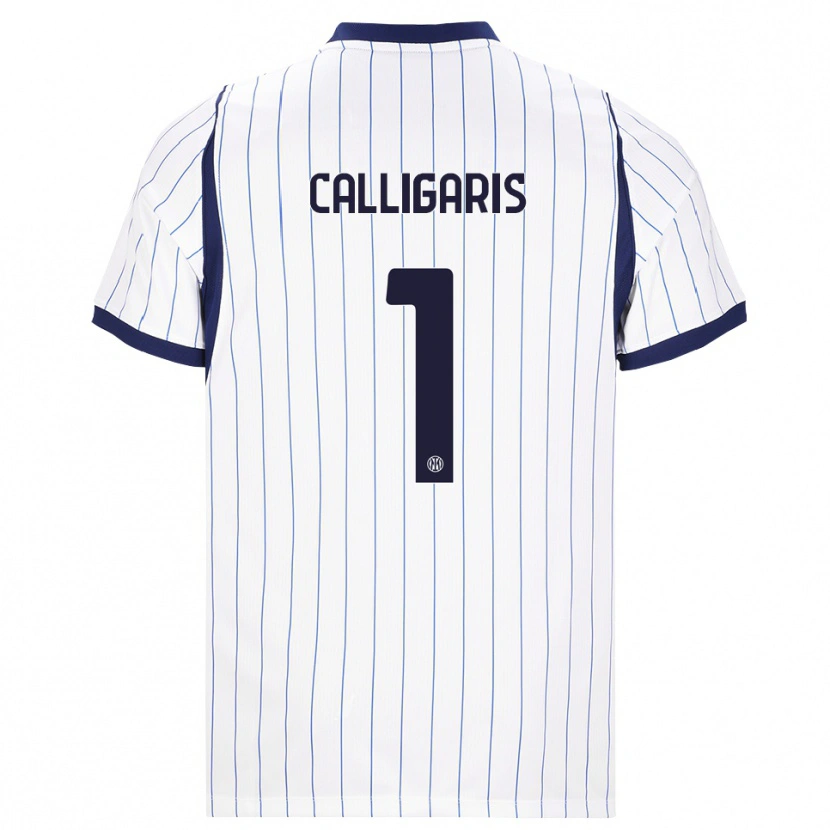 Danxen Criança Camisola Alessandro Calligaris #1 Branco Azul Marinho Alternativa 2026/27 Camisa