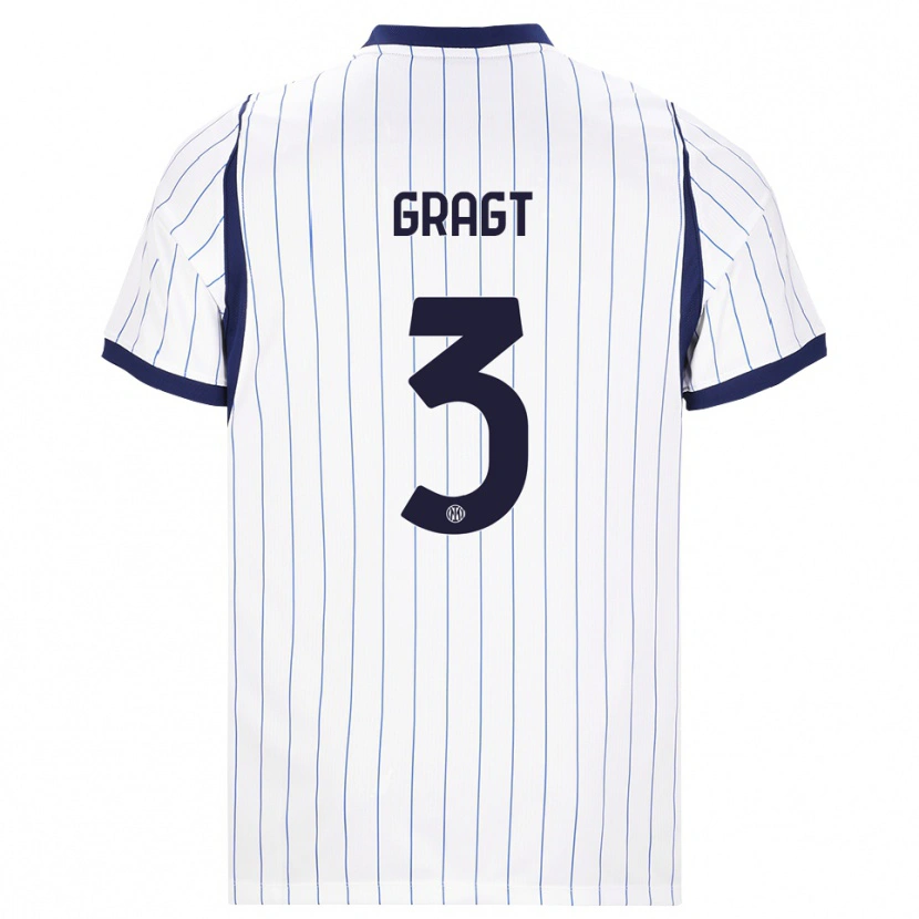 Danxen Criança Camisola Stefanie Van Der Gragt #3 Branco Azul Marinho Alternativa 2026/27 Camisa