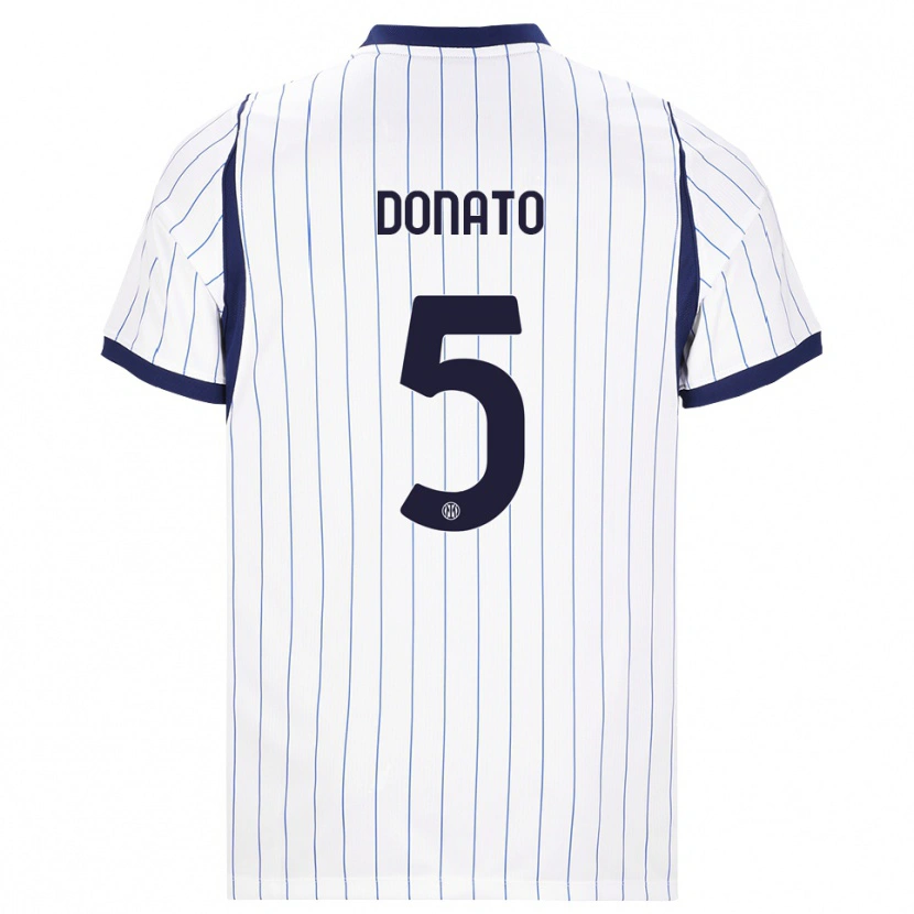Danxen Criança Camisola Andrea Donato #5 Branco Azul Marinho Alternativa 2026/27 Camisa