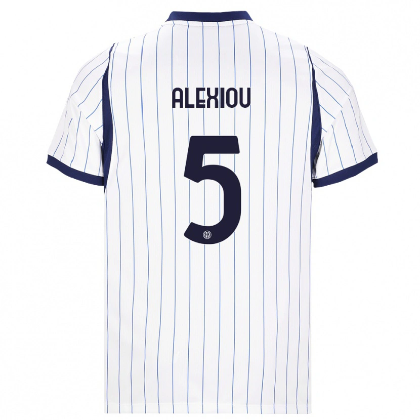 Danxen Criança Camisola Christos Alexiou #5 Branco Azul Marinho Alternativa 2026/27 Camisa