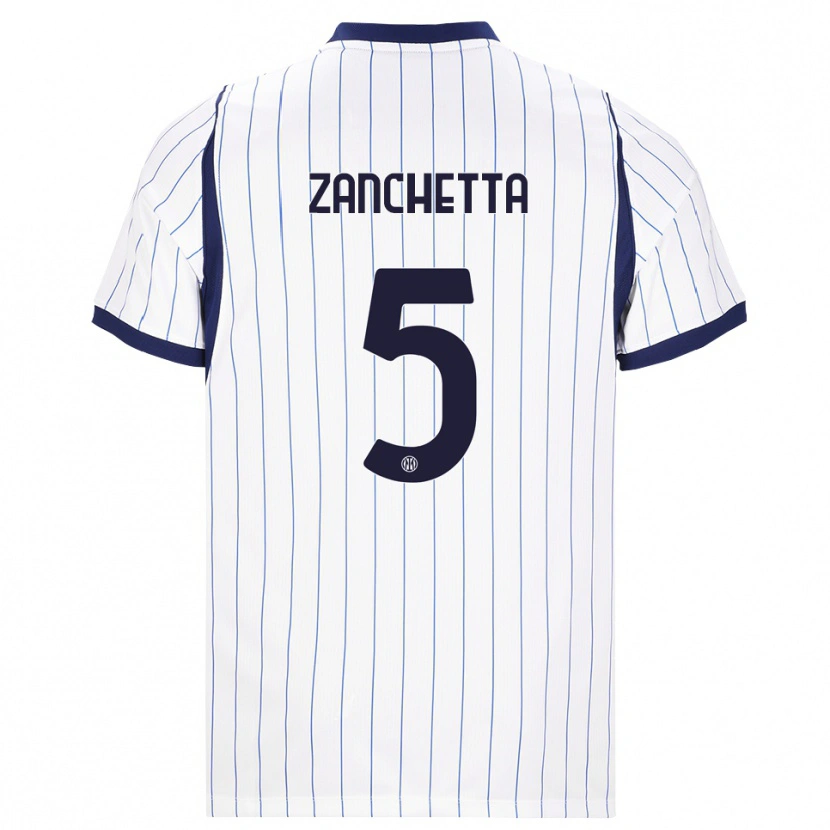 Danxen Criança Camisola Mattia Zanchetta #5 Branco Azul Marinho Alternativa 2026/27 Camisa