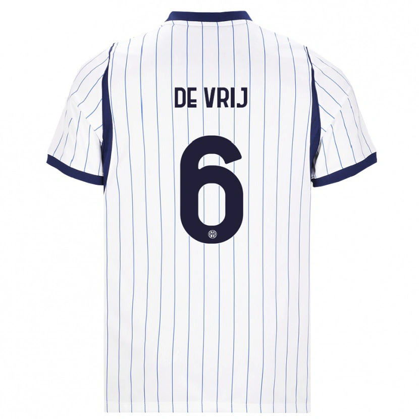 Danxen Criança Camisola Stefan De Vrij #6 Branco Azul Marinho Alternativa 2026/27 Camisa