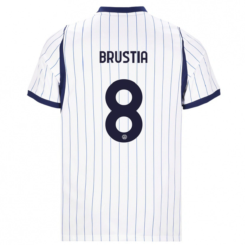 Danxen Criança Camisola Martina Brustia #8 Branco Azul Marinho Alternativa 2026/27 Camisa