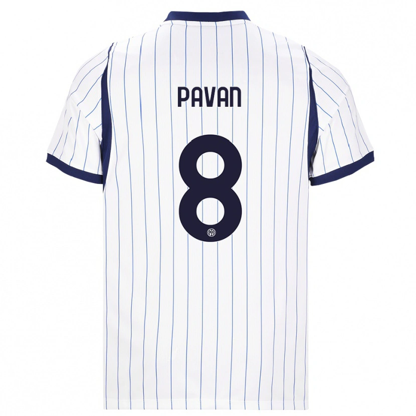 Danxen Criança Camisola Matilde Pavan #8 Branco Azul Marinho Alternativa 2026/27 Camisa