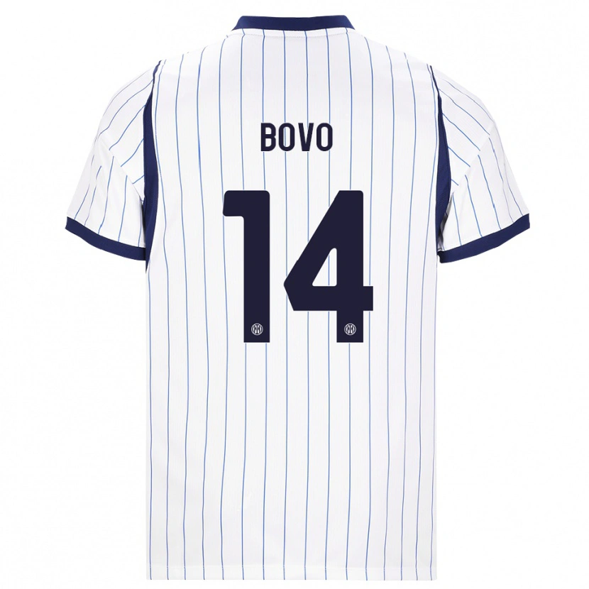 Danxen Criança Camisola Leonardo Bovo #14 Branco Azul Marinho Alternativa 2026/27 Camisa