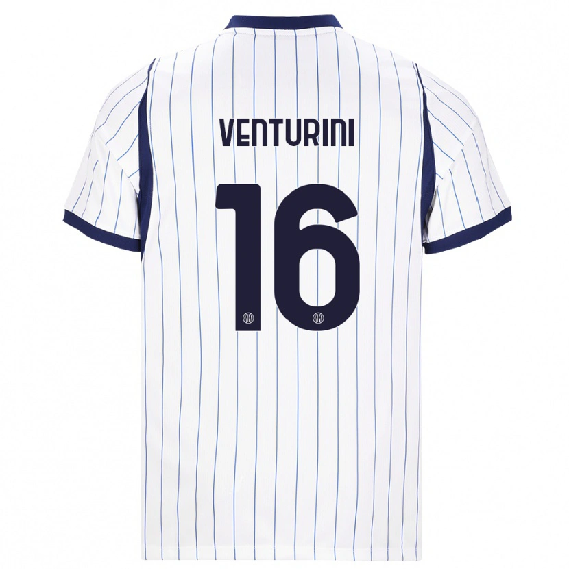Danxen Criança Camisola Matteo Venturini #16 Branco Azul Marinho Alternativa 2026/27 Camisa