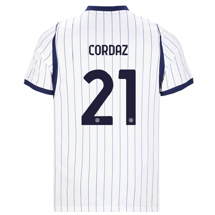 Danxen Criança Camisola Alex Cordaz #21 Branco Azul Marinho Alternativa 2026/27 Camisa