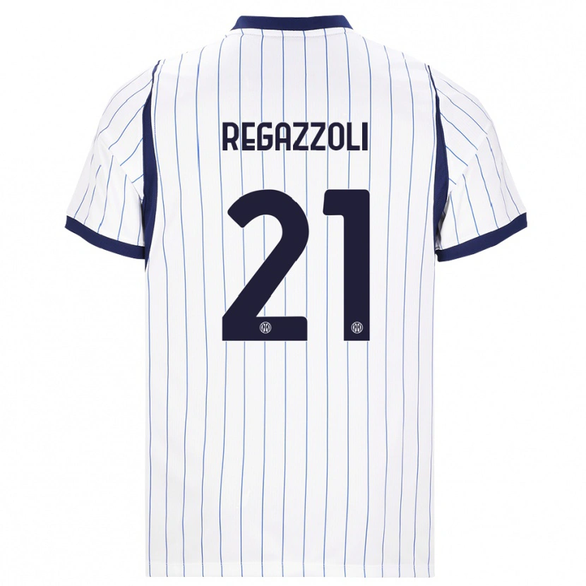Danxen Criança Camisola Alice Regazzoli #21 Branco Azul Marinho Alternativa 2026/27 Camisa