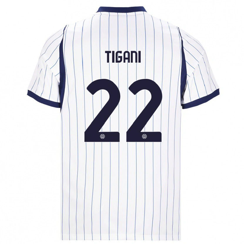 Danxen Criança Camisola Edoardo Tigani #22 Branco Azul Marinho Alternativa 2026/27 Camisa