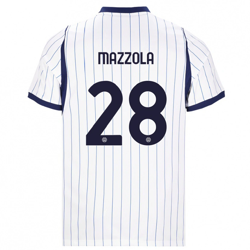 Danxen Criança Camisola Giuseppe Mazzola #28 Branco Azul Marinho Alternativa 2026/27 Camisa