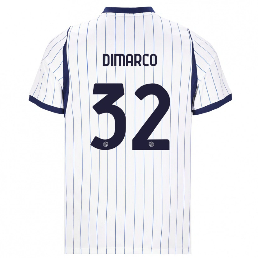Danxen Criança Camisola Federico Dimarco #32 Branco Azul Marinho Alternativa 2026/27 Camisa