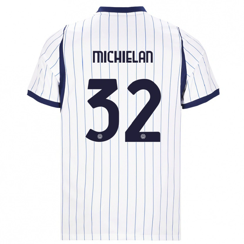 Danxen Criança Camisola Mattia Michielan #32 Branco Azul Marinho Alternativa 2026/27 Camisa
