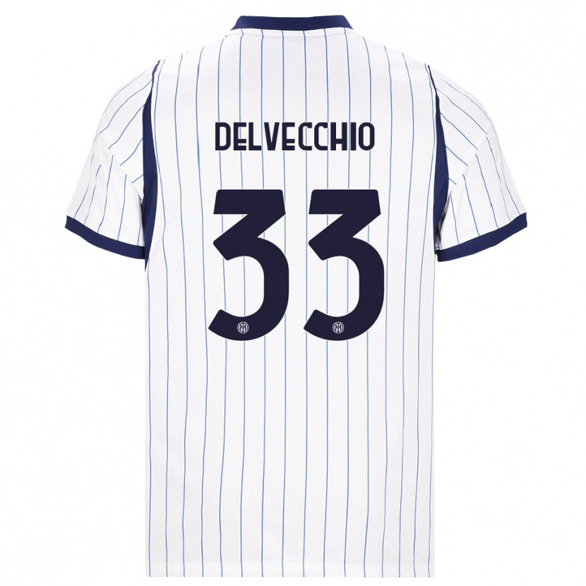 Danxen Criança Camisola Gabriele Delvecchio #33 Branco Azul Marinho Alternativa 2026/27 Camisa