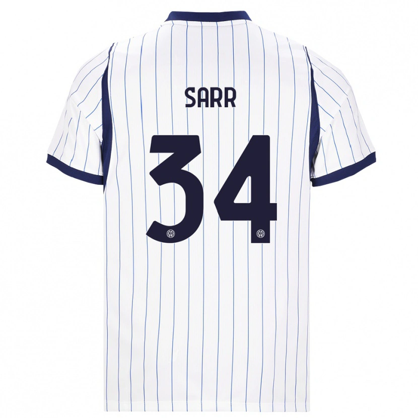 Danxen Criança Camisola Amadou Sarr #34 Branco Azul Marinho Alternativa 2026/27 Camisa
