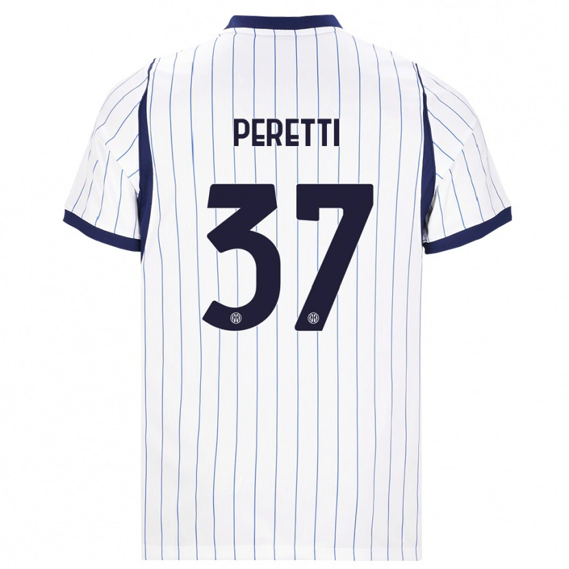 Danxen Criança Camisola Lorenzo Peretti #37 Branco Azul Marinho Alternativa 2026/27 Camisa